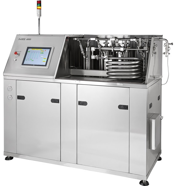 Homogeneizador de alta pressão DeBEE 2000, até 45.000 psi / 3.100 bar, para redução de tamanho de partículas até a faixa nanométrica, disrupção de células, nano / micro emulsificação, dispersão, etc. Homogeneizador de alta pressão DeBEE 2000, até 45.000 psi / 3.100 bar, para redução de tamanho de partículas até a faixa nanométrica, disrupção de células, nano / micro emulsificação, dispersão, etc.