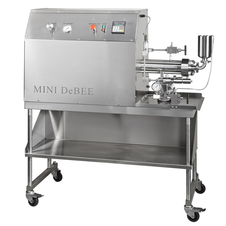 Homogeneizador de alta pressão Mini DeBEE, até 45.000 psi / 3.100 bar, para redução de tamanho de partículas até a faixa nanométrica, disrupção de células, nano / micro emulsificação, dispersão, etc. Homogeneizador de alta pressão Mini DeBEE, até 45.000 psi / 3.100 bar, para redução de tamanho de partículas até a faixa nanométrica, disrupção de células, nano / micro emulsificação, dispersão, etc.