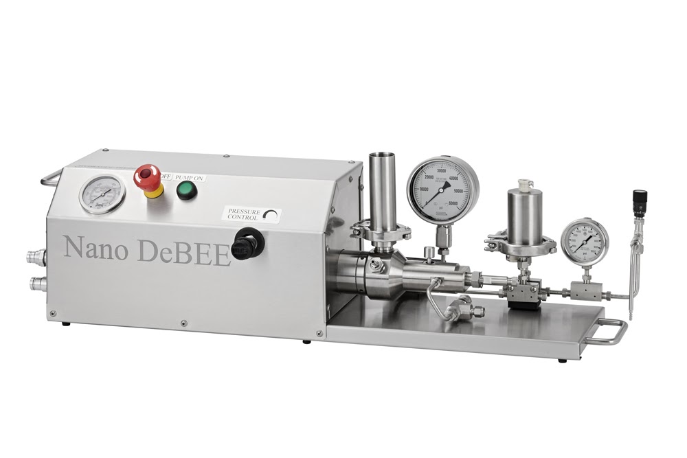 Homogeneizador de alta pressão Nano DeBEE, até 45.000 psi / 3.100 bar, para redução de tamanho de partículas até a faixa nanométrica, disrupção de células, nano / micro emulsificação, dispersão, etc. Homogeneizador de alta pressão Nano DeBEE, até 45.000 psi / 3.100 bar, para redução de tamanho de partículas até a faixa nanométrica, disrupção de células, nano / micro emulsificação, dispersão, etc.